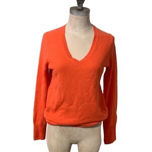 Halogen Womens Cashmere Long Sleeve 2-Ply Pullover Sweater Orange Size Small